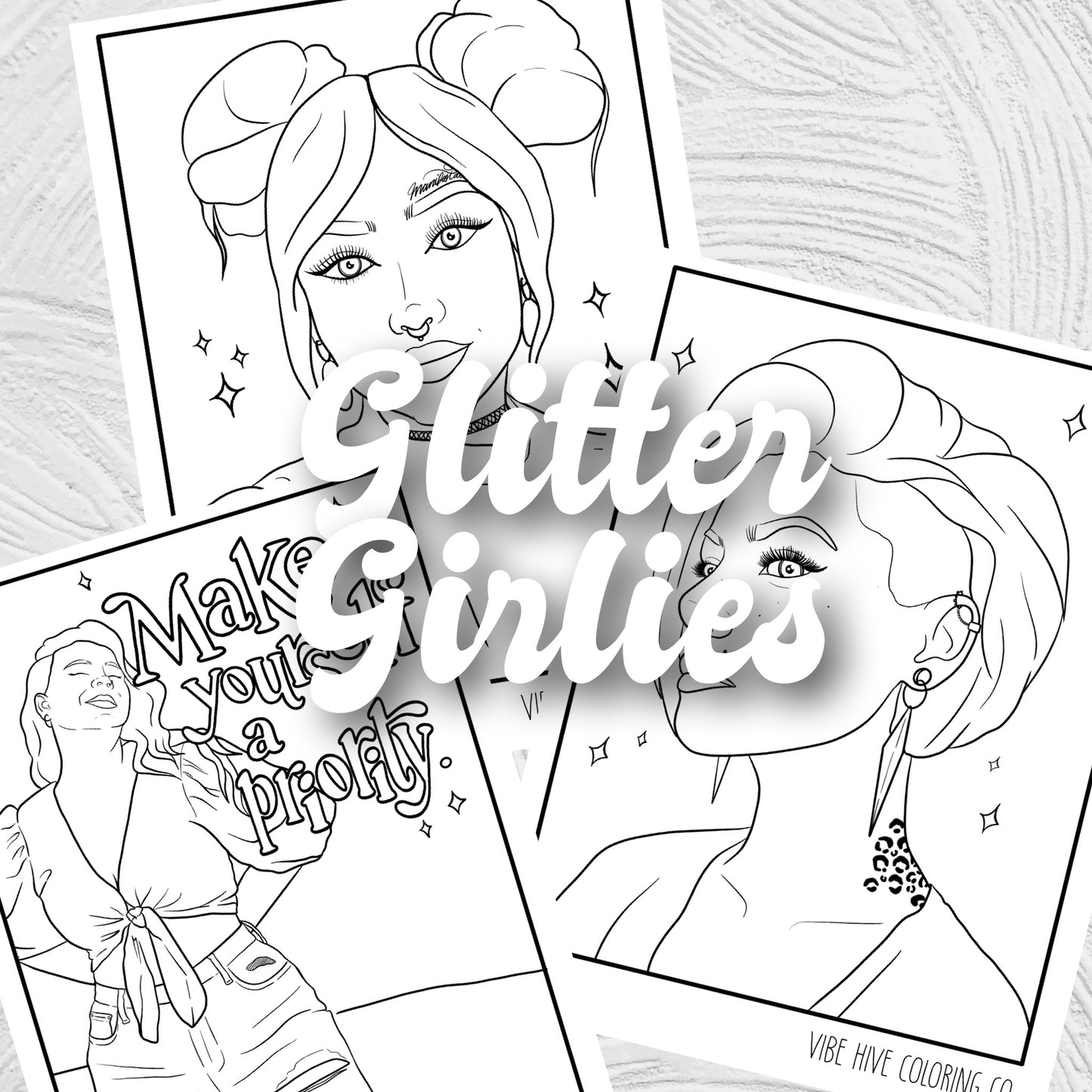 Glitter Girlies Bundle • Digital Download Coloring Page