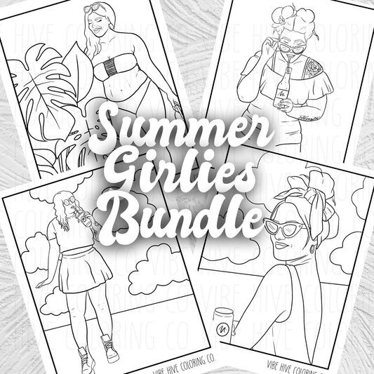 Summer Girlies Bundle • Digital Download Coloring Page