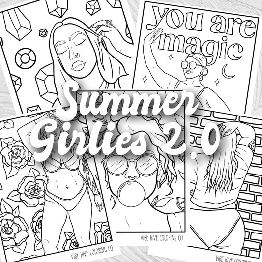 Summer Girlies 2.0 Bundle  • Digital Download Coloring Page