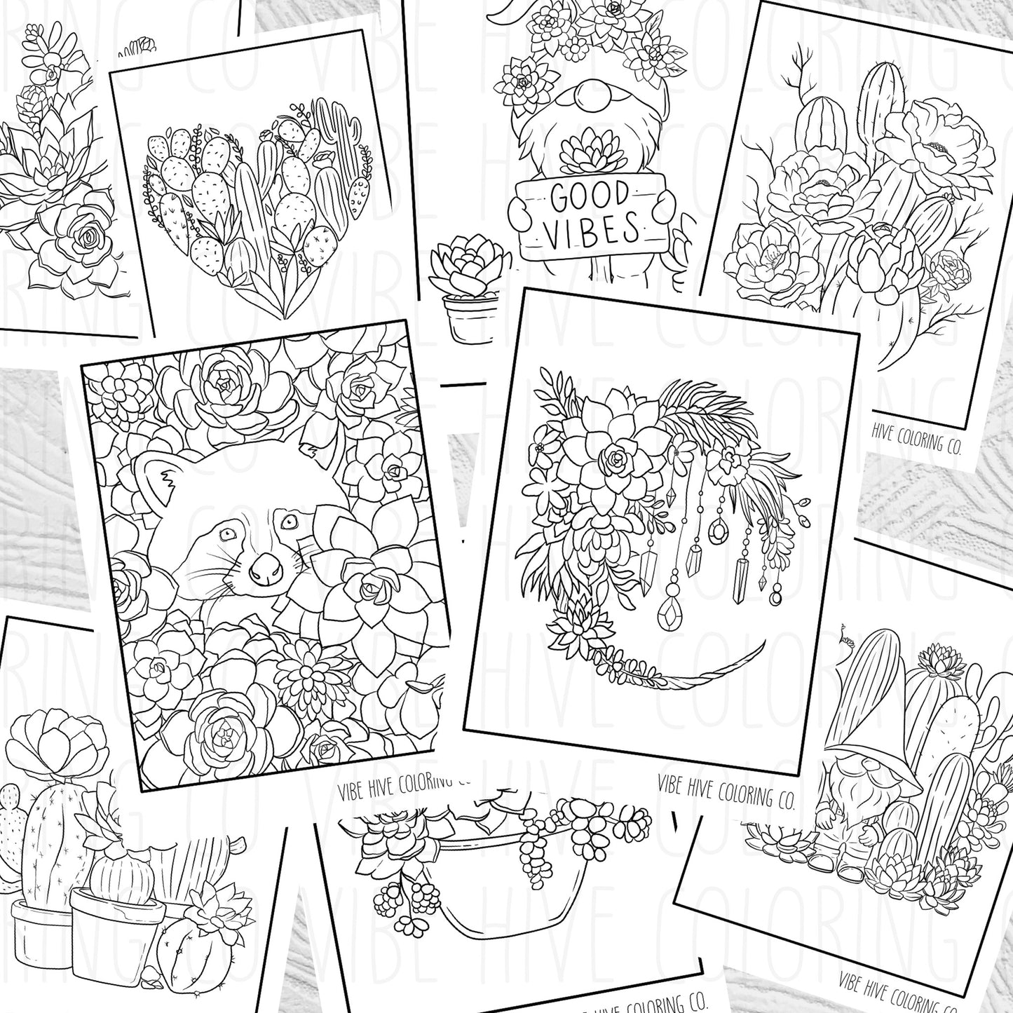 Cacti Collection • Digital Download Coloring Page